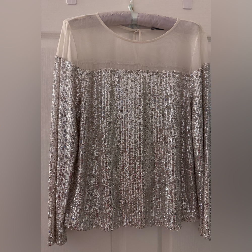 Elegant Silver Sequin Top